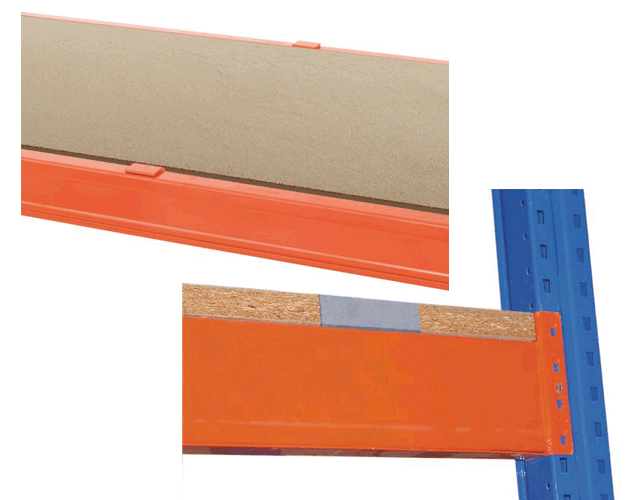 Palettenregal Spanplattenebenen aufgelegt und eingelegt